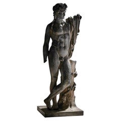 Resting Satyr after the Antique, Zinc Cast Figure, late 19th Century