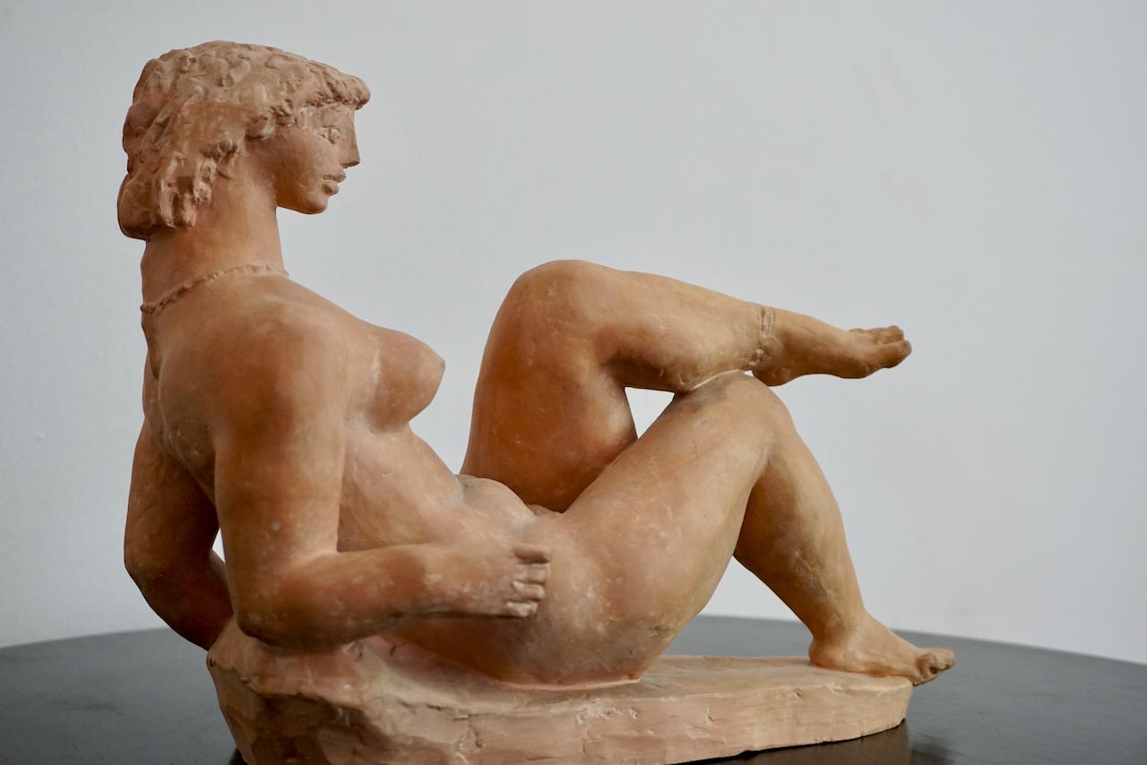 Resting Woman Terracotta Sculpture by Jenő Kerényi, 1961 7