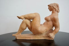 Resting Woman Terracotta Sculpture by Jenő Kerényi, 1961