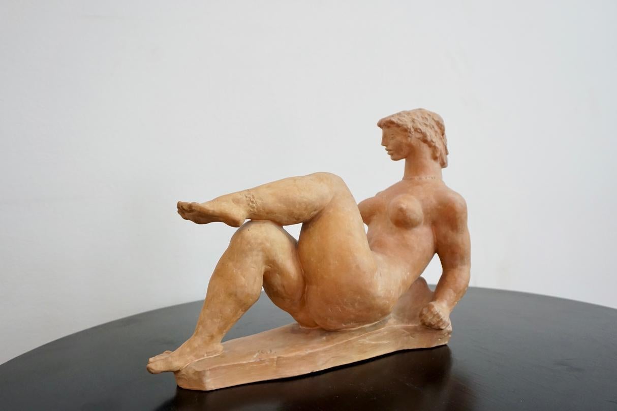 Resting Woman Terracotta Sculpture by Jenő Kerényi, 1961 1