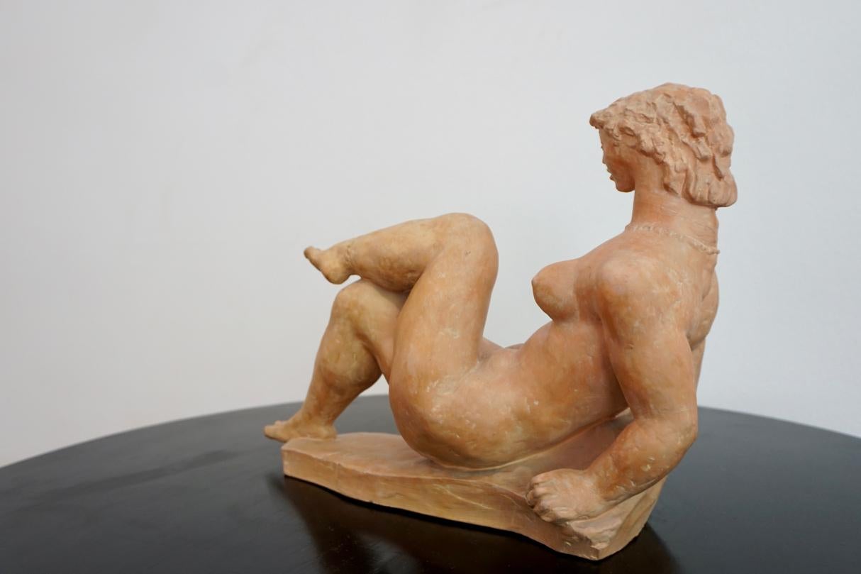 Resting Woman Terracotta Sculpture by Jenő Kerényi, 1961 2