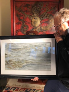 Chinese Extraordinary Natural Stone "Painting" Restless Ocean Waters