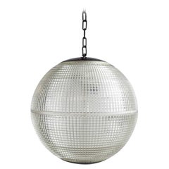 RESTOCK - 50cm Prismatic Glass Holophane Globe Parisian Street Lamp, C.1960