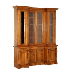 Restoration Bookcase Double Body Walnut, Italy, Second Half of the 1800s