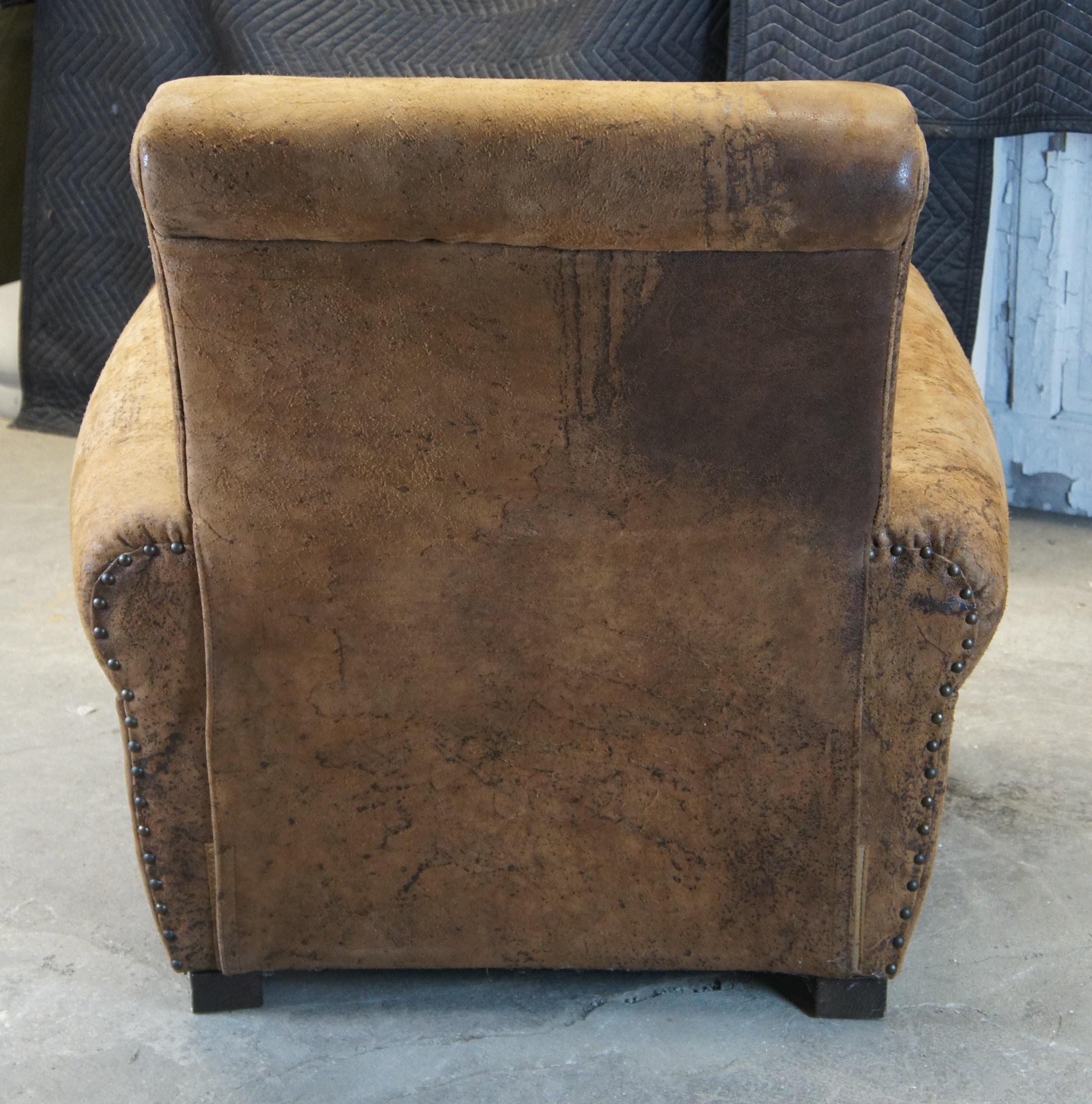 Restoration Hardware 1920s French Parisian Distressed Leather Club Recliner RH 2