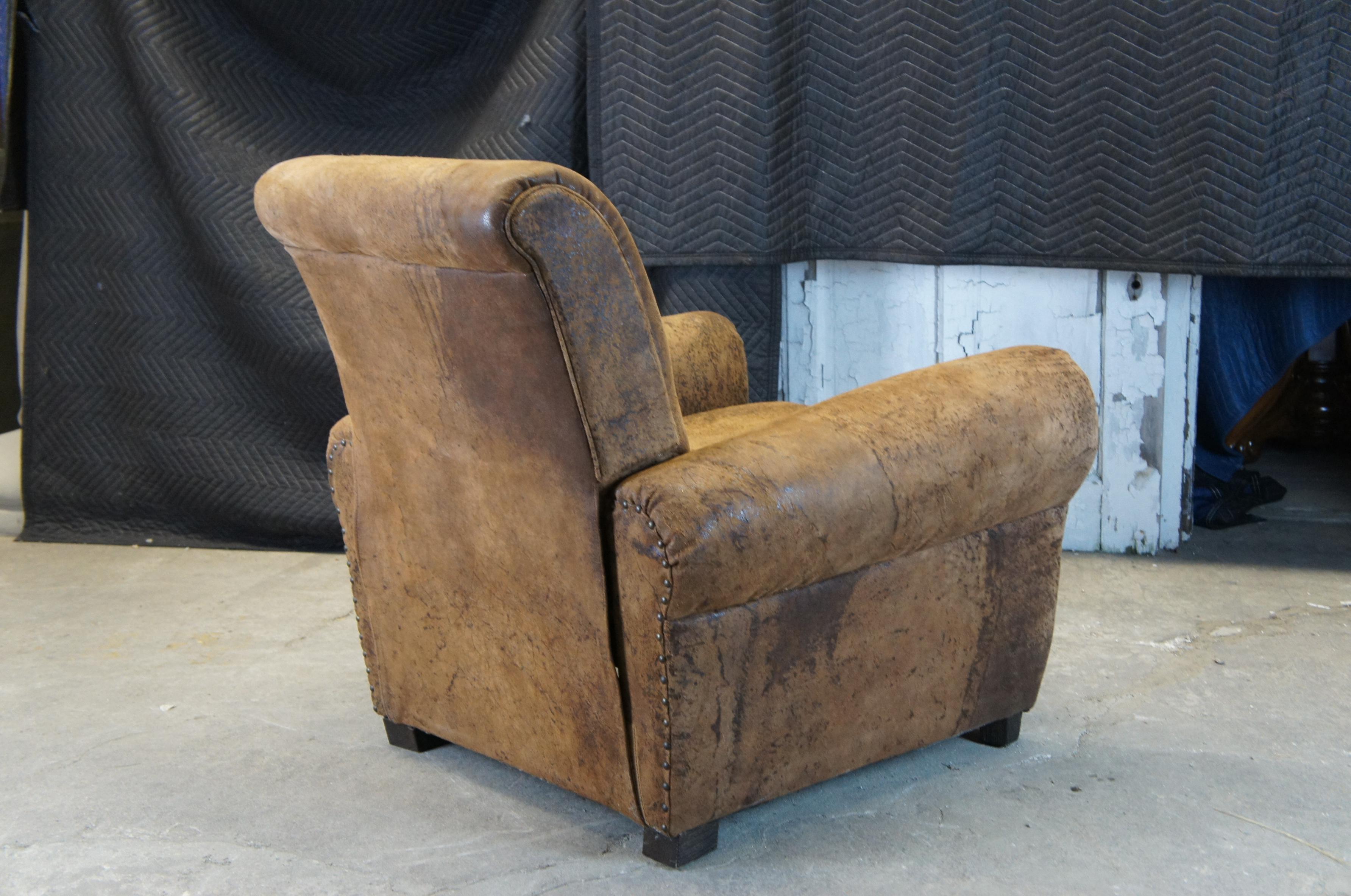 Restoration Hardware 1920s French Parisian Distressed Leather Club Recliner RH 3