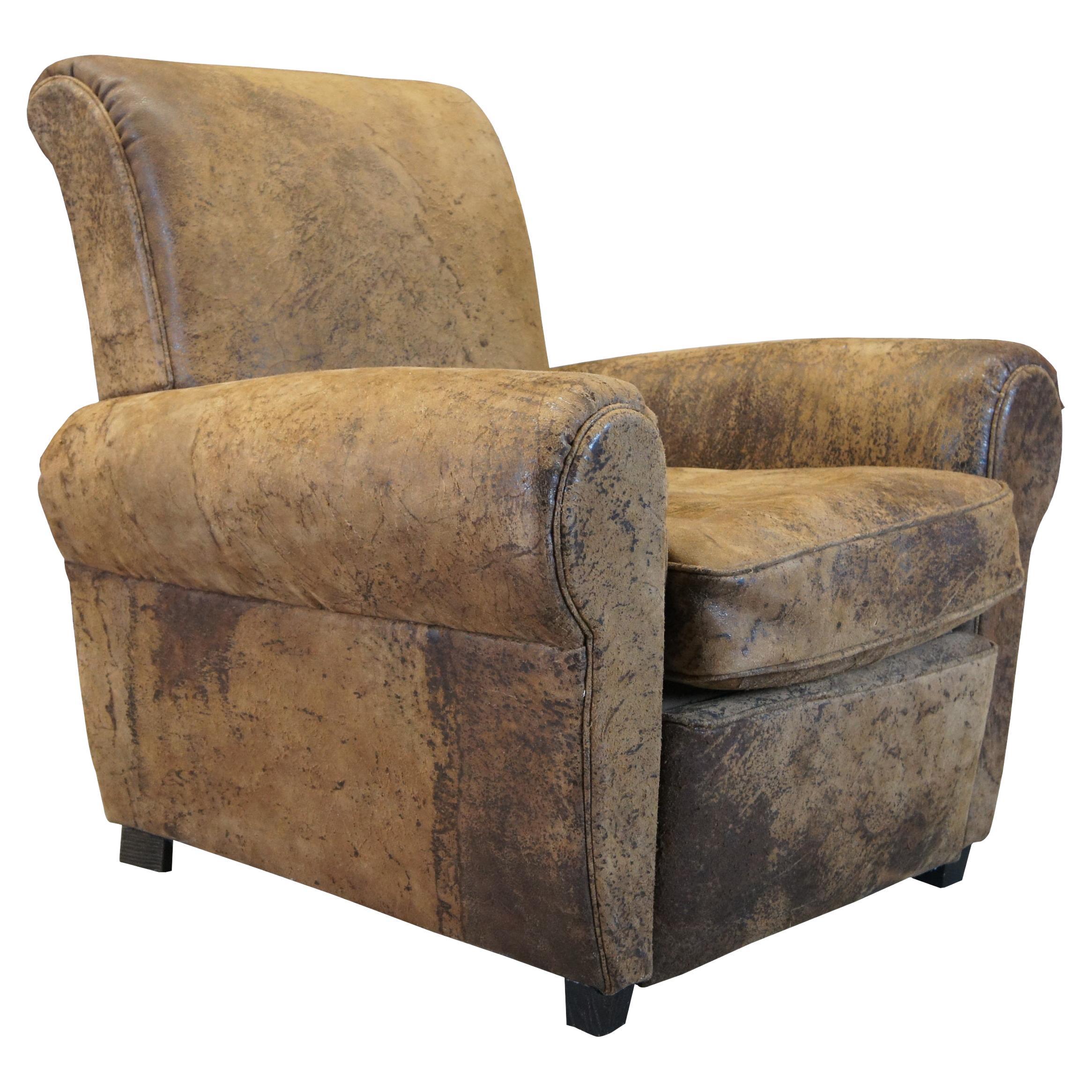 Restoration Hardware 1920s French Parisian Distressed Leather Club Recliner RH