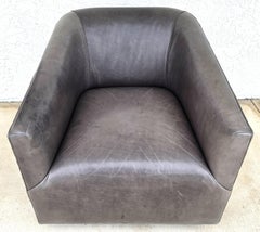 Restoration Hardware 1950s Italian Shelter Arm Leather Swivel Club Chair RH