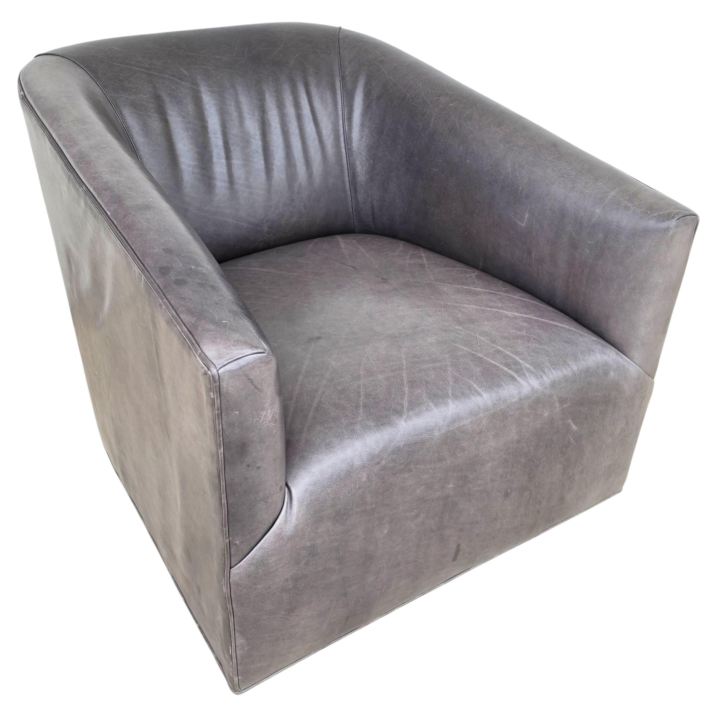 Restoration Hardware 1950er Jahre italienische Unterstand Arm Leder Drehstuhl RH