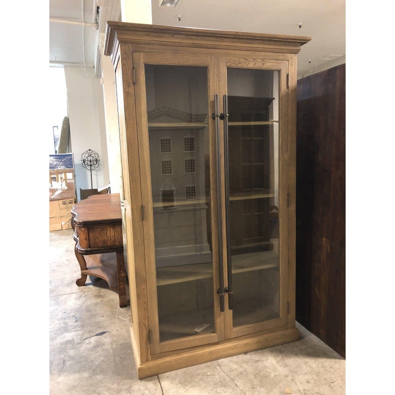 Restoration Hardware English Brass Bar Pull Glass DoubleDoor