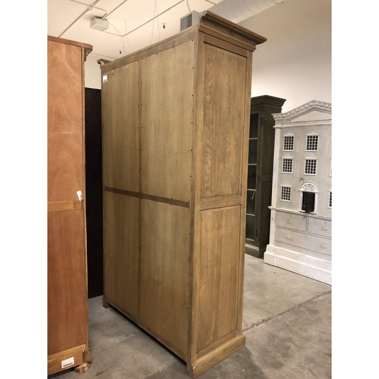 Restoration Hardware English Brass Bar Pull Glass Double-Door Cabinet For Sale at 1stdibs
