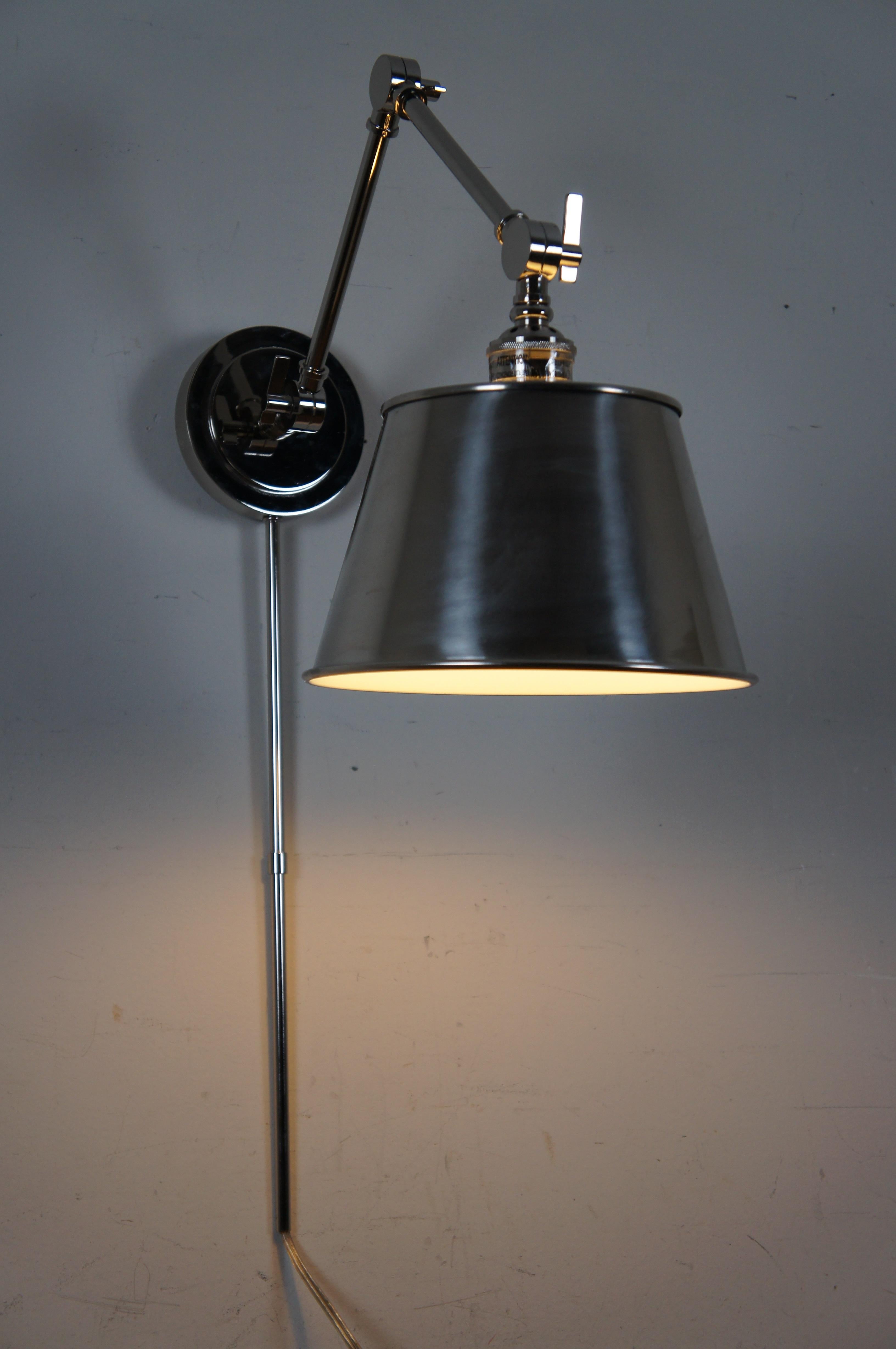 Restoration Hardware Adjustable Swing Arm Wall Sconce Library Reading Light In Good Condition In Dayton, OH