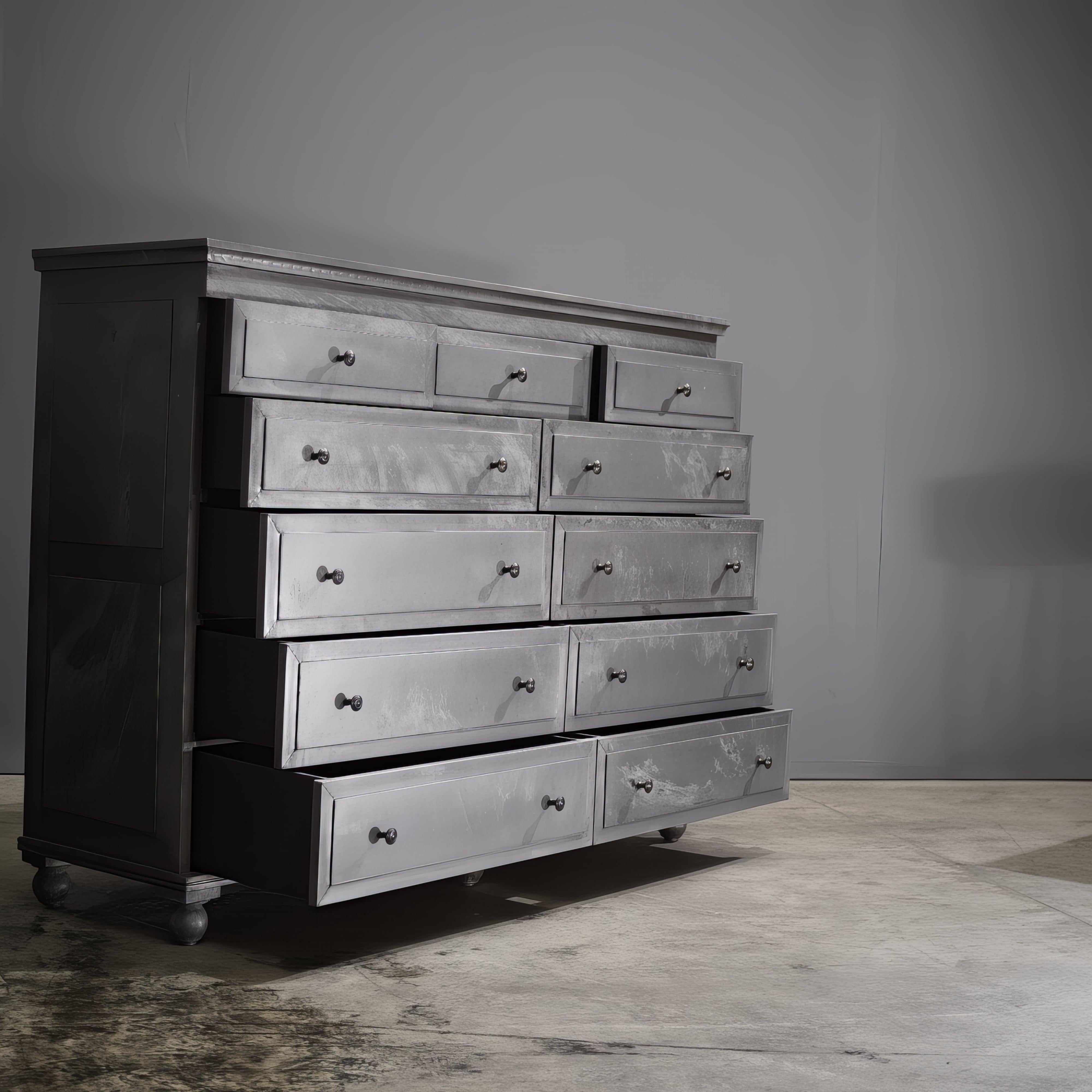 Restoration Hardware Annecy Metal Wrapped 11 Drawer Dresser In Good Condition In Basildon, London