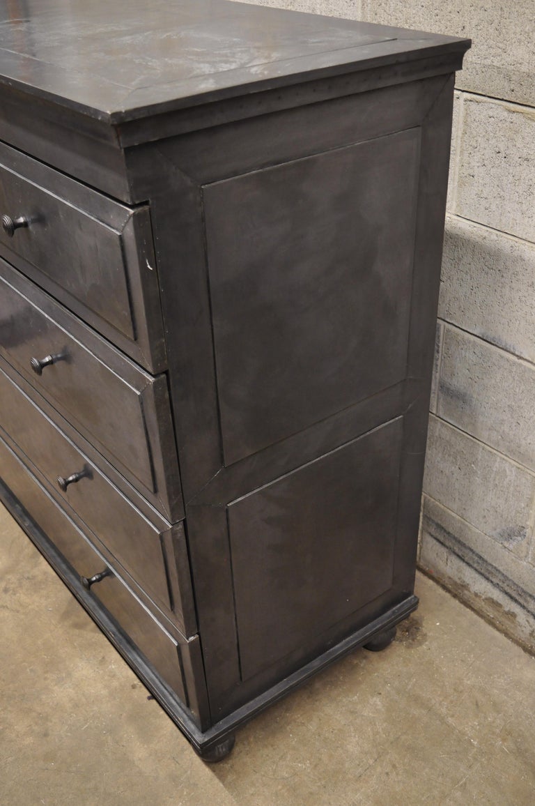 Restoration Hardware Annecy Metal Wrapped 5Drawer Chest Dresser Zinc 'A' at 1stDibs