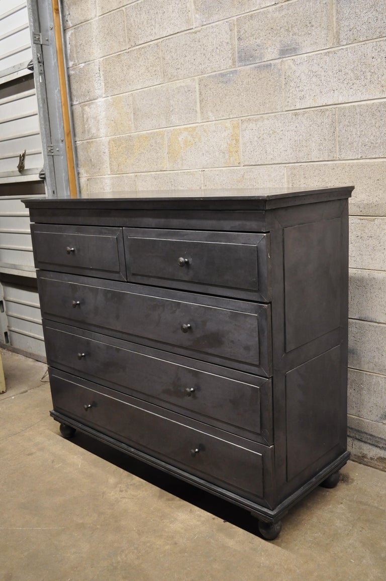 Restoration Hardware Annecy Metal Wrapped 5Drawer Chest Dresser Zinc 'A' at 1stDibs