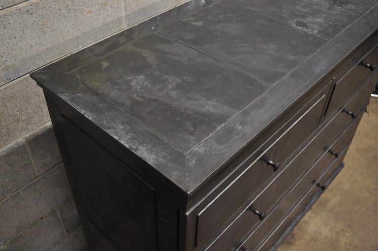 Restoration Hardware Annecy Metal Wrapped 5Drawer Chest Dresser Zinc