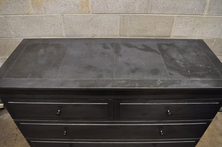 Restoration Hardware Annecy Metal Wrapped 5Drawer Chest Dresser Zinc