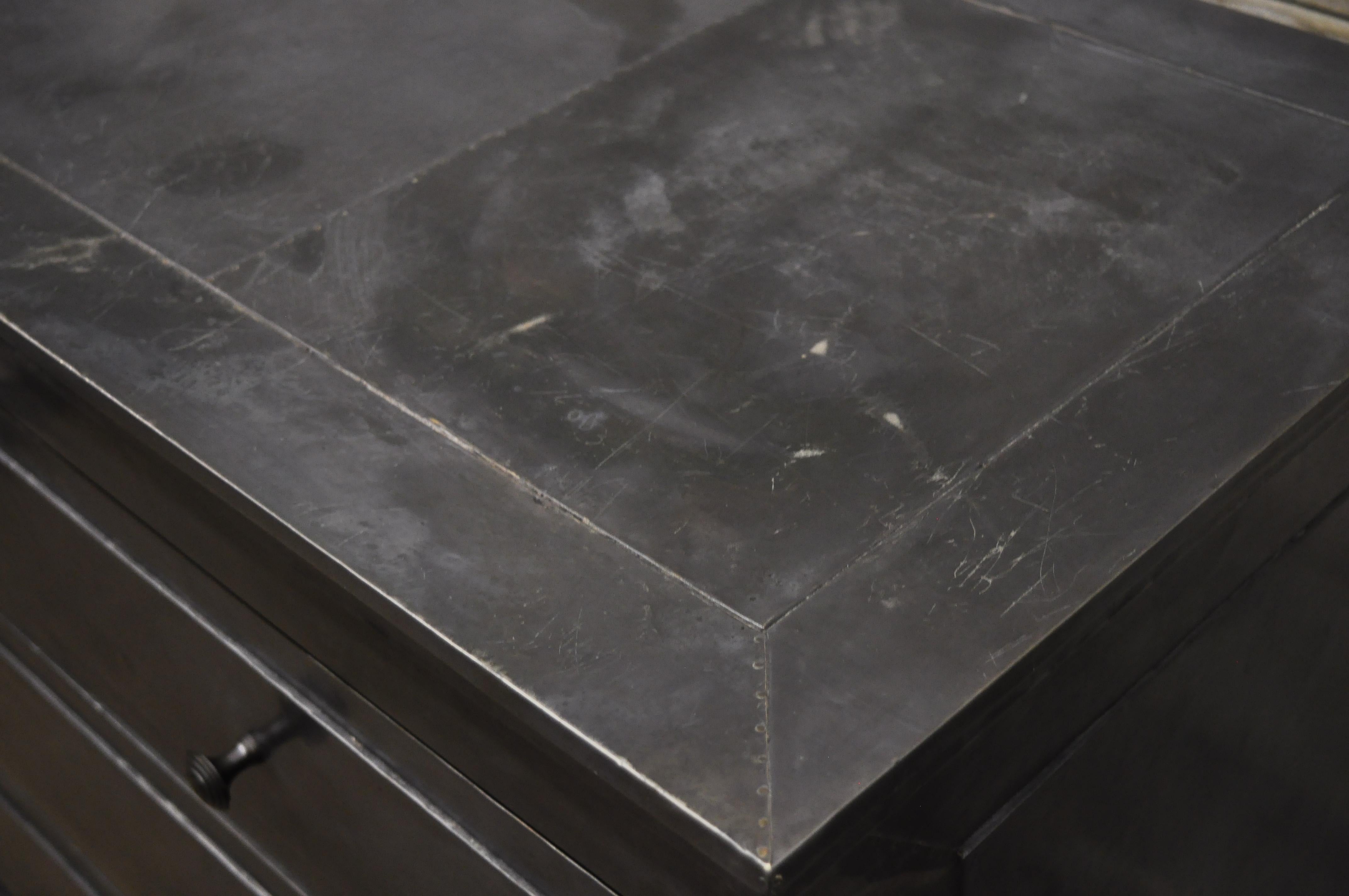 Industrial Restoration Hardware Annecy Metal Wrapped 5-Drawer Chest Dresser Zinc (B)