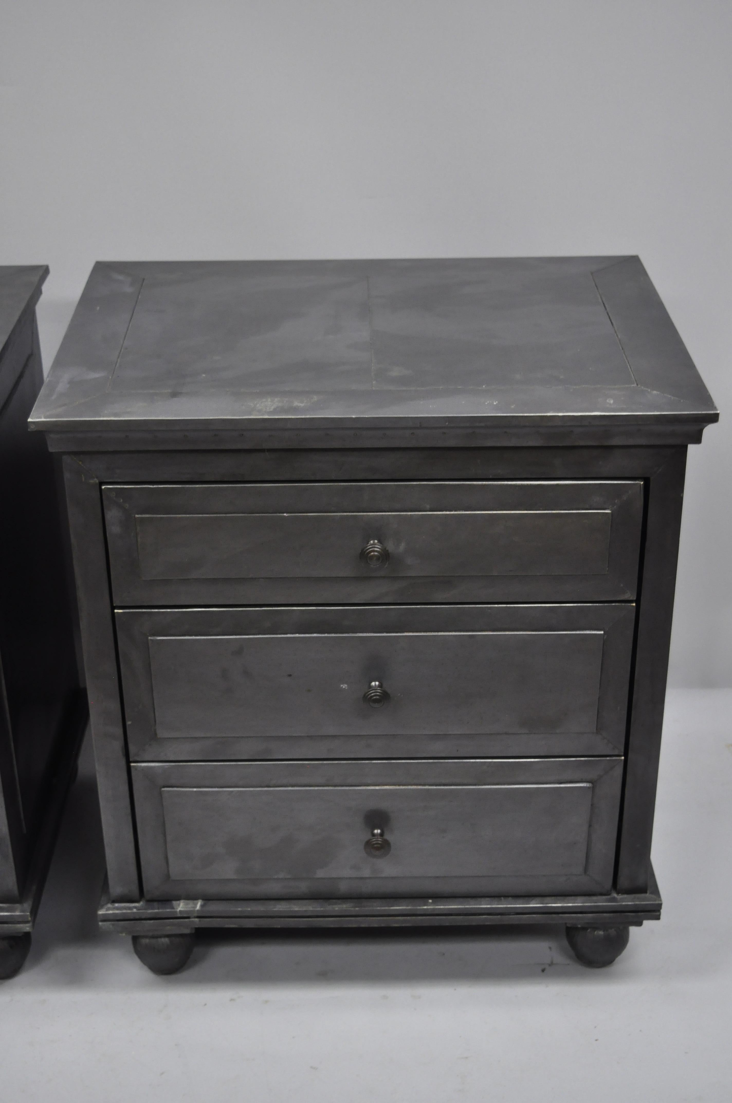 Restoration Hardware Annecy Metal Wrapped Pair of Closed Nightstands 1
