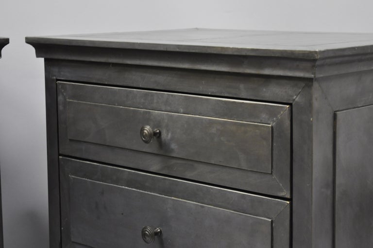 Restoration Hardware Annecy Metal Wrapped Pair of Closed Nightstands