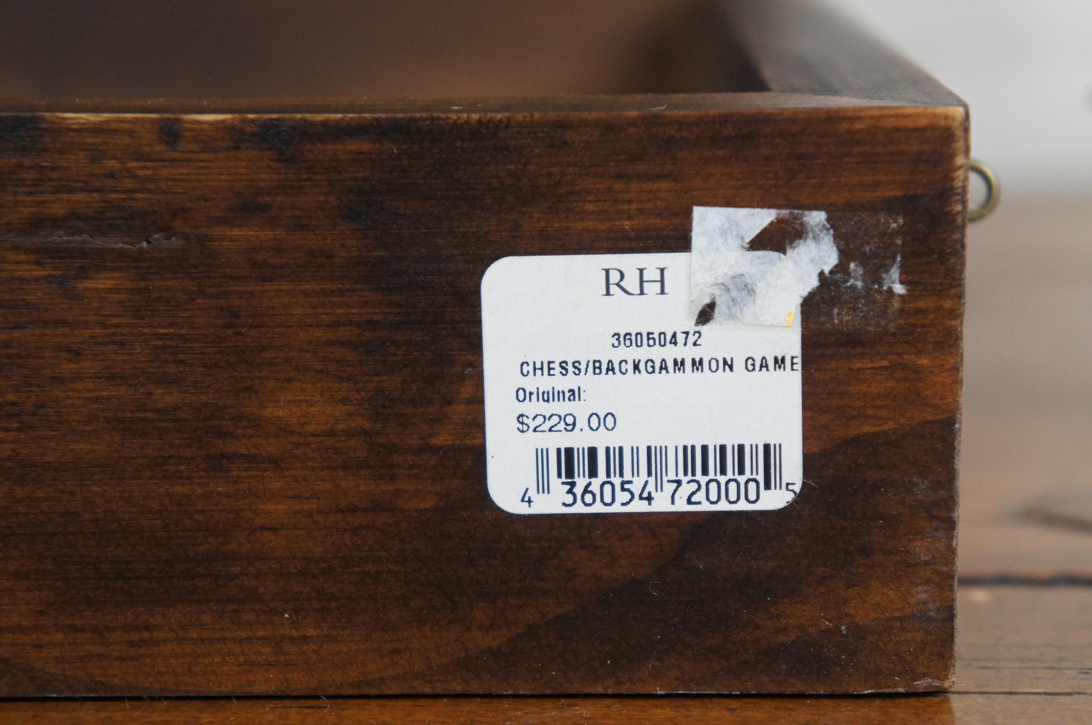 Leather Restoration Hardware Backgammon Chess Game Set Folding Case 28