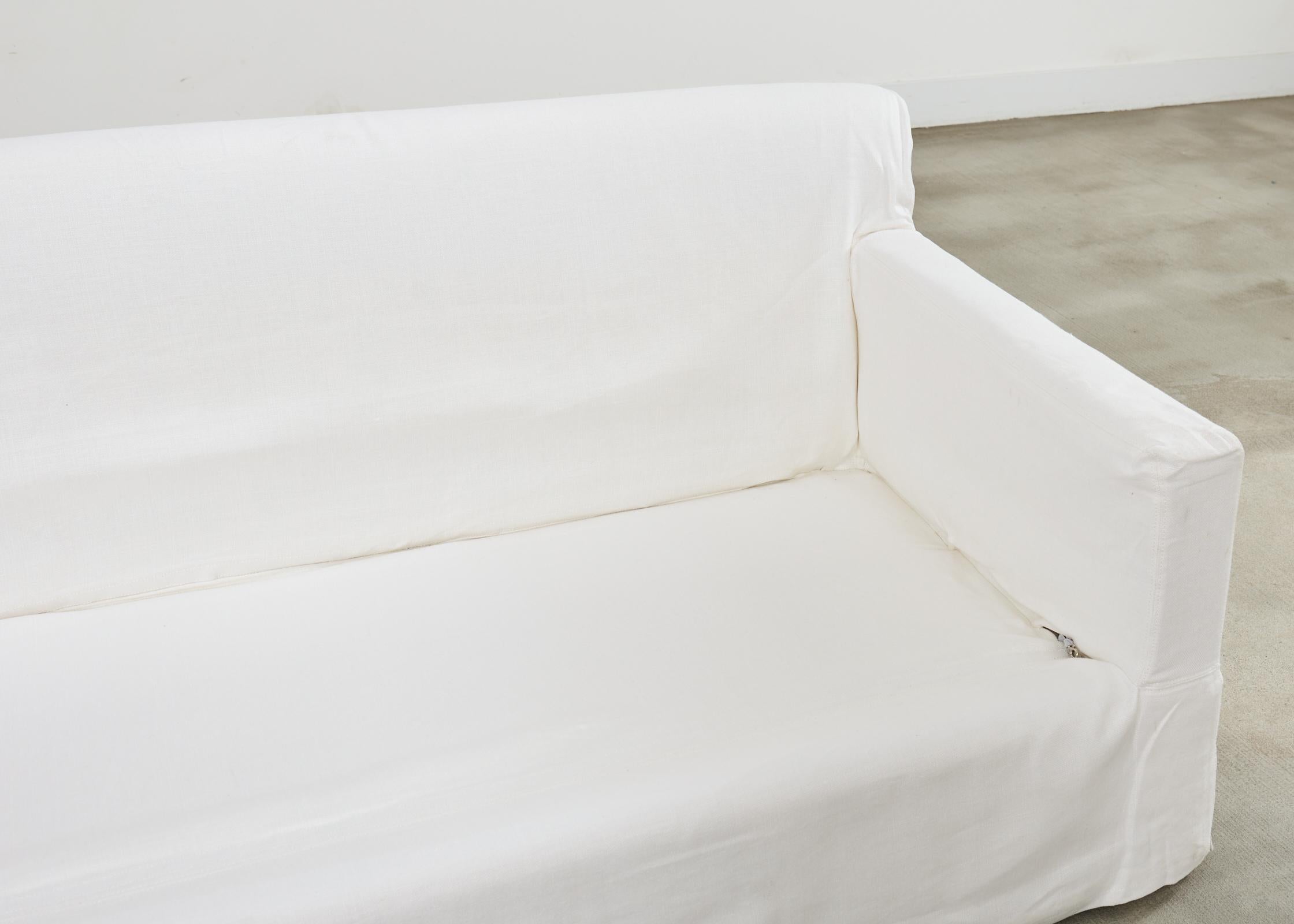 Restoration Hardware Belgian Linen Slipcover Bench Seat Sofa en vente 3