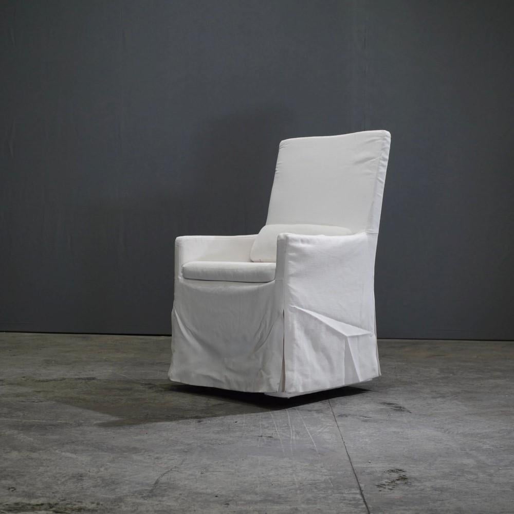 Modern Restoration Hardware Belgian Track Arm Slipcovered Dining Armchair