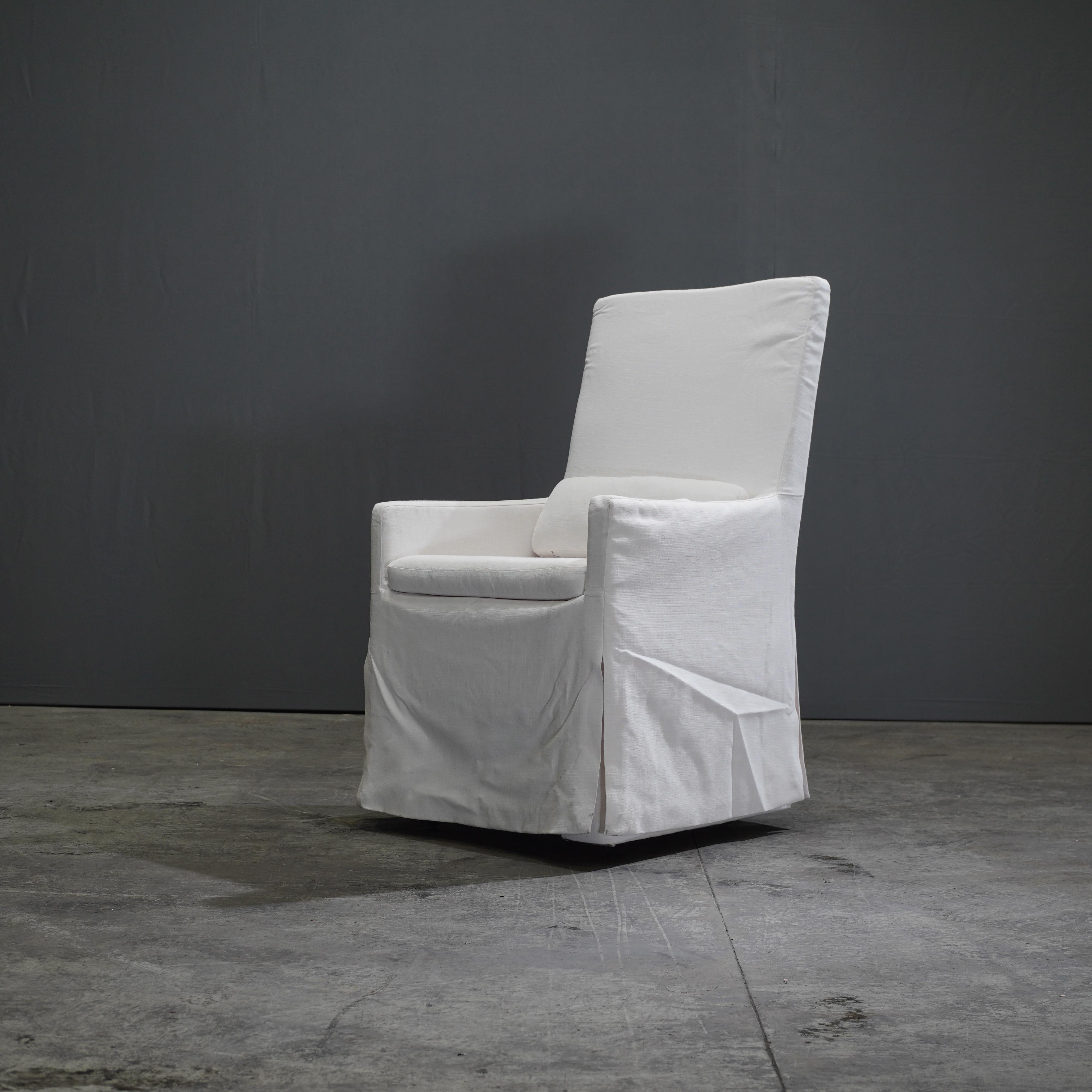 Modern Restoration Hardware Belgian Track Arm Slipcovered Dining Armchair
