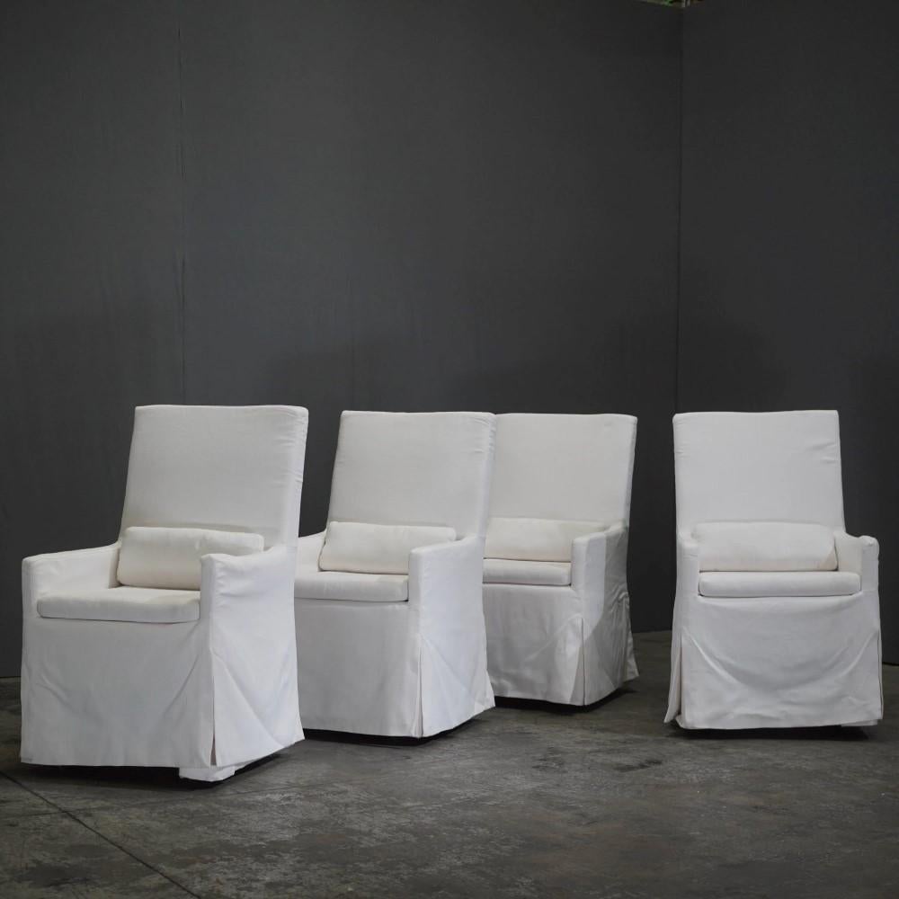 American Restoration Hardware Belgian Track Arm Slipcovered Dining Armchair