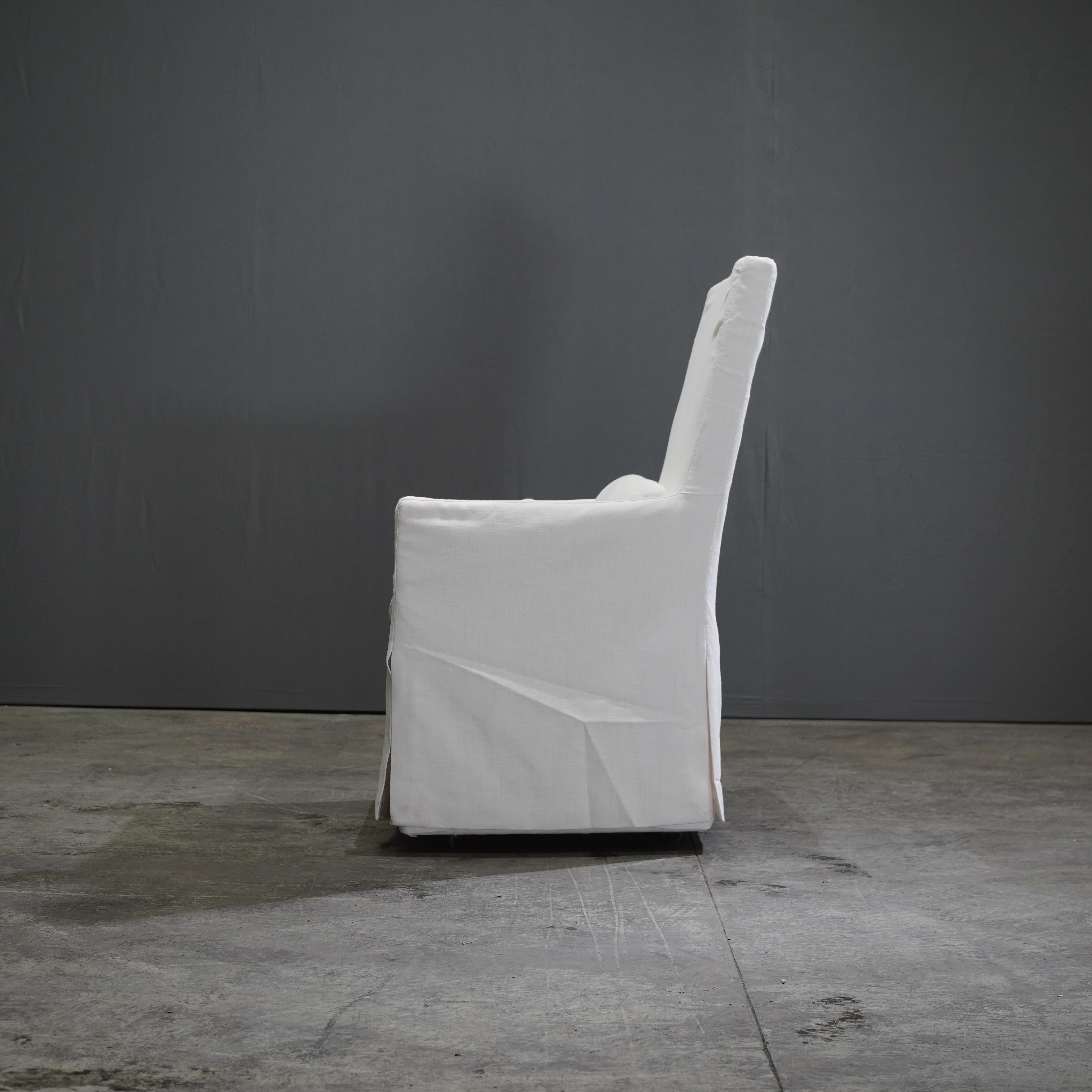American Restoration Hardware Belgian Track Arm Slipcovered Dining Armchair
