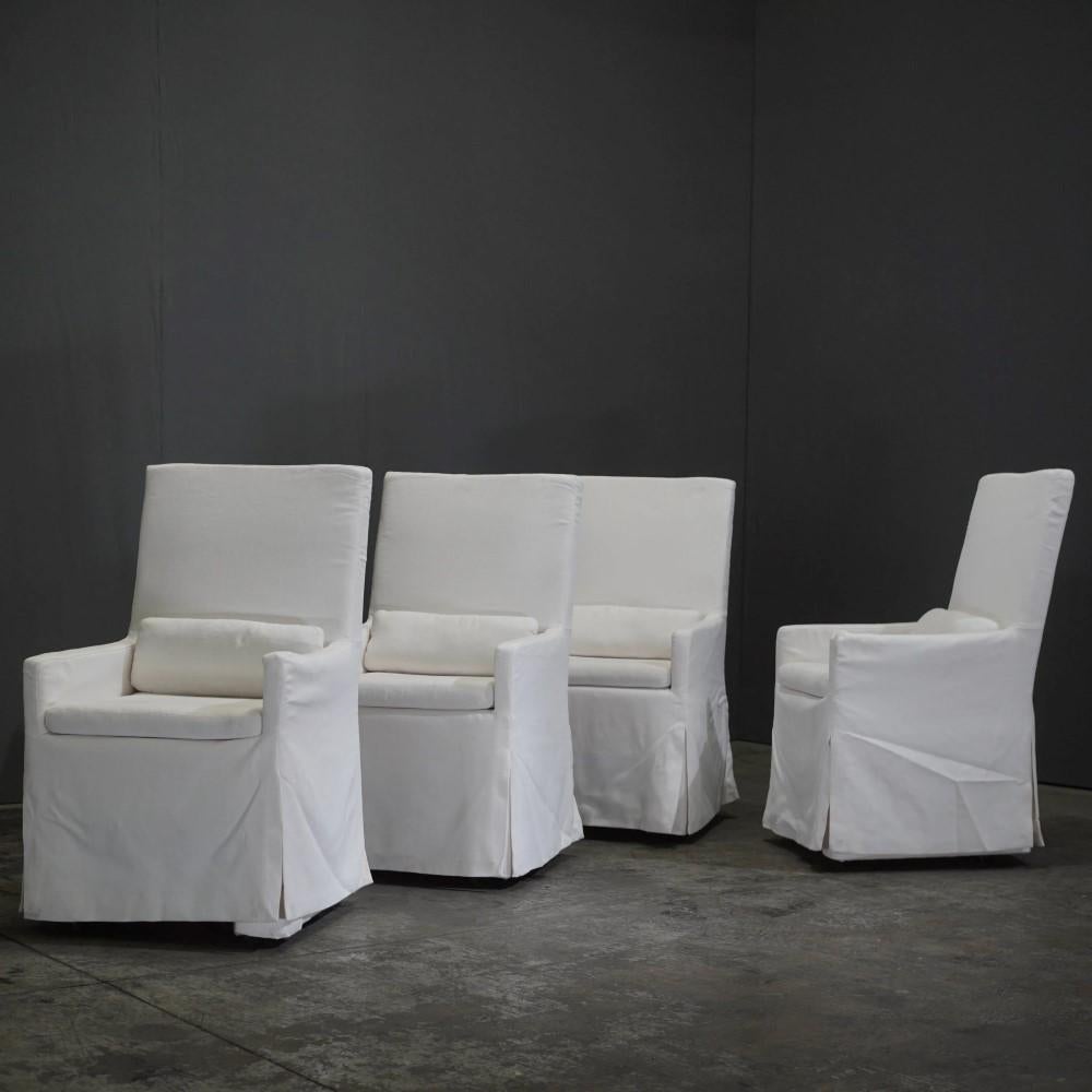 Restoration Hardware Belgian Track Arm Slipcovered Dining Armchair In Good Condition In Basildon, London