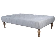 Restoration Hardware Bennett Tufted Upholstered Linen Coffee Table Ottoman
