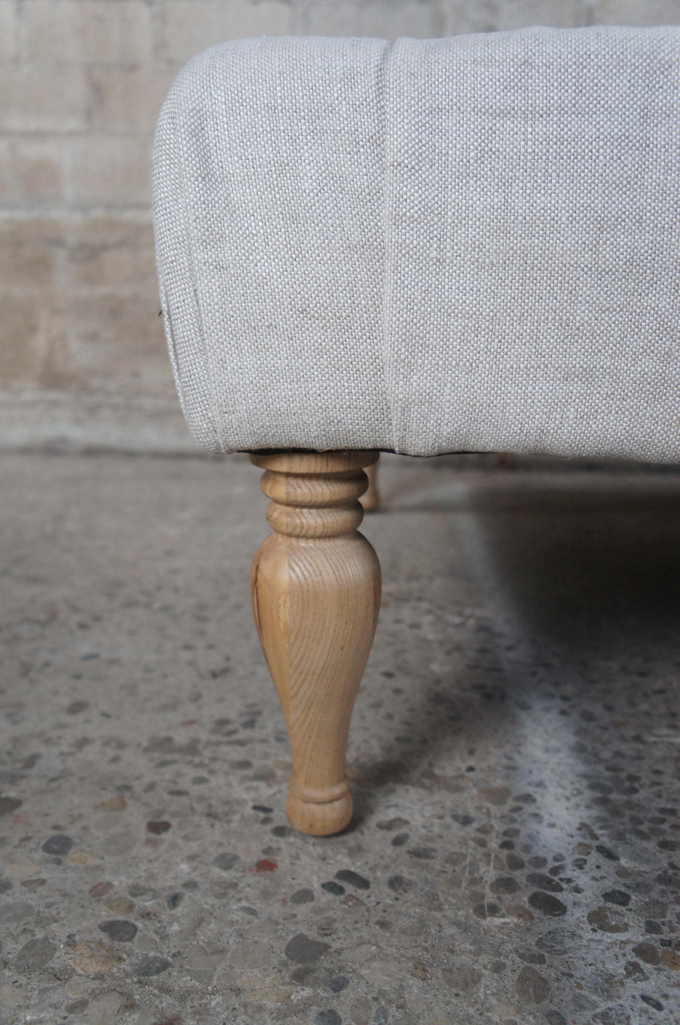 Restoration Hardware Bennett Tufted Upholstered Linen Coffee Table Ottoman 1