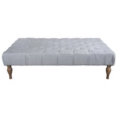 Restoration Hardware Bennett Tufted Upholstered Linen Coffee Table Ottoman