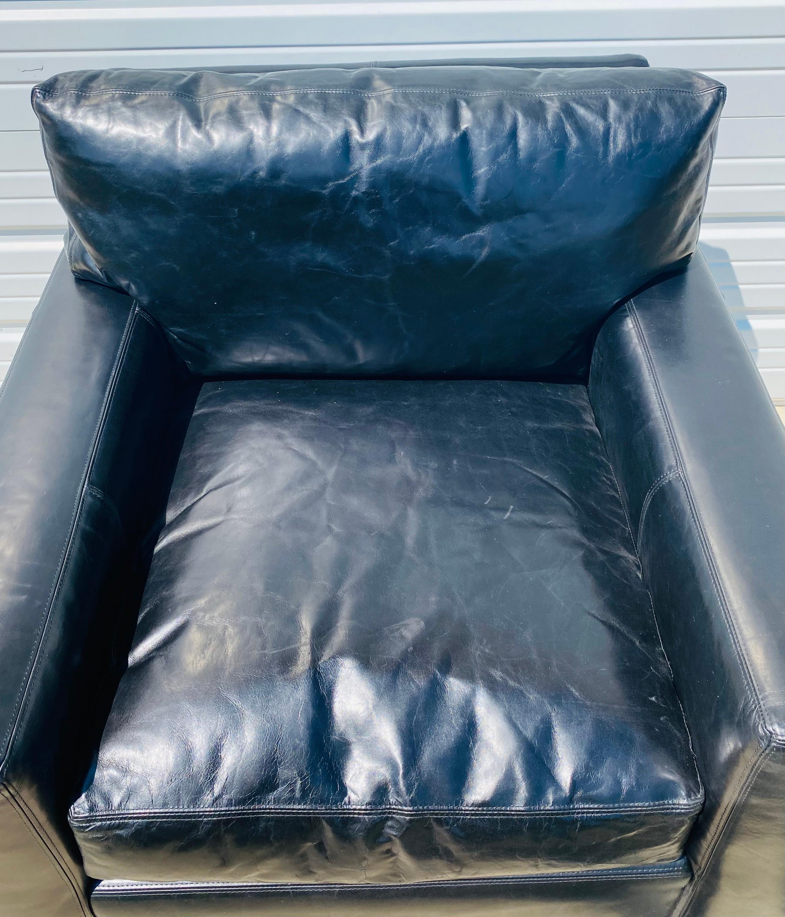 American Classical Restoration hardware black leather club chair