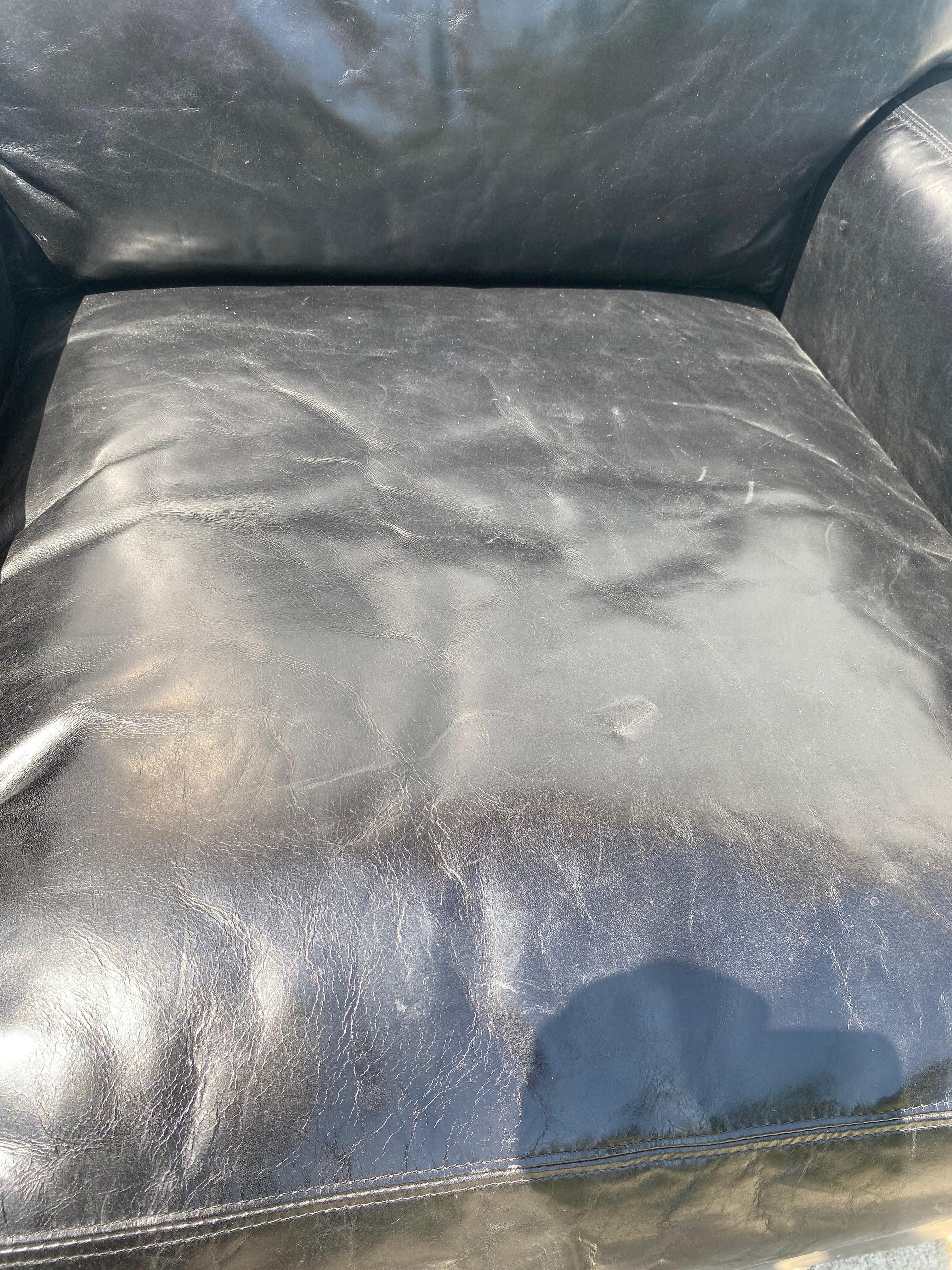 Leather Restoration hardware black leather club chair