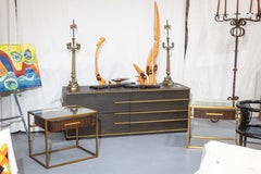 Restoration Hardware Calvin Contemporary Modern Brass & Wood Four Drawer Dresser