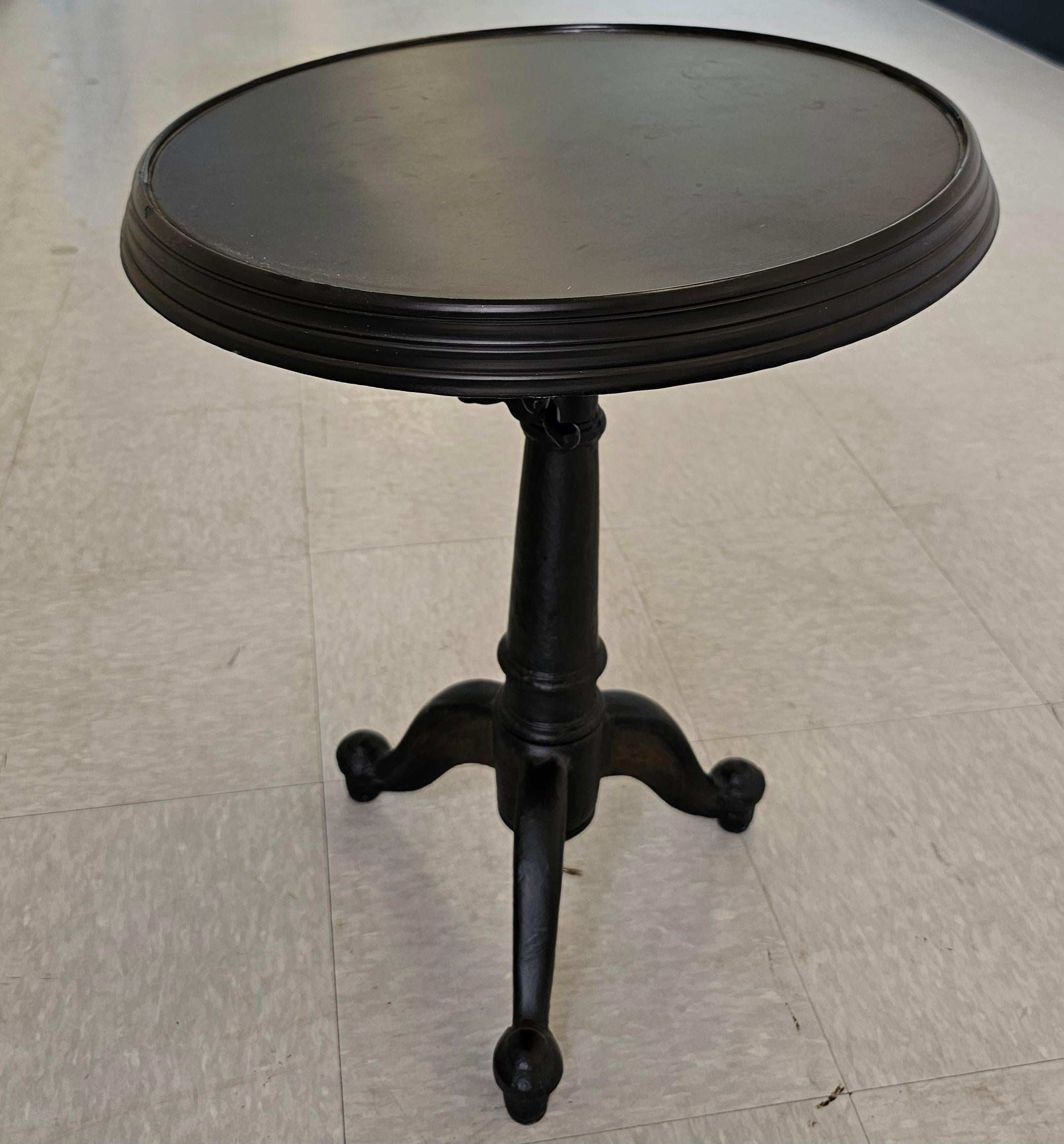 American Classical Restoration Hardware Cast Iron Adjustable Height Tilt Top Side table Pedestal For Sale