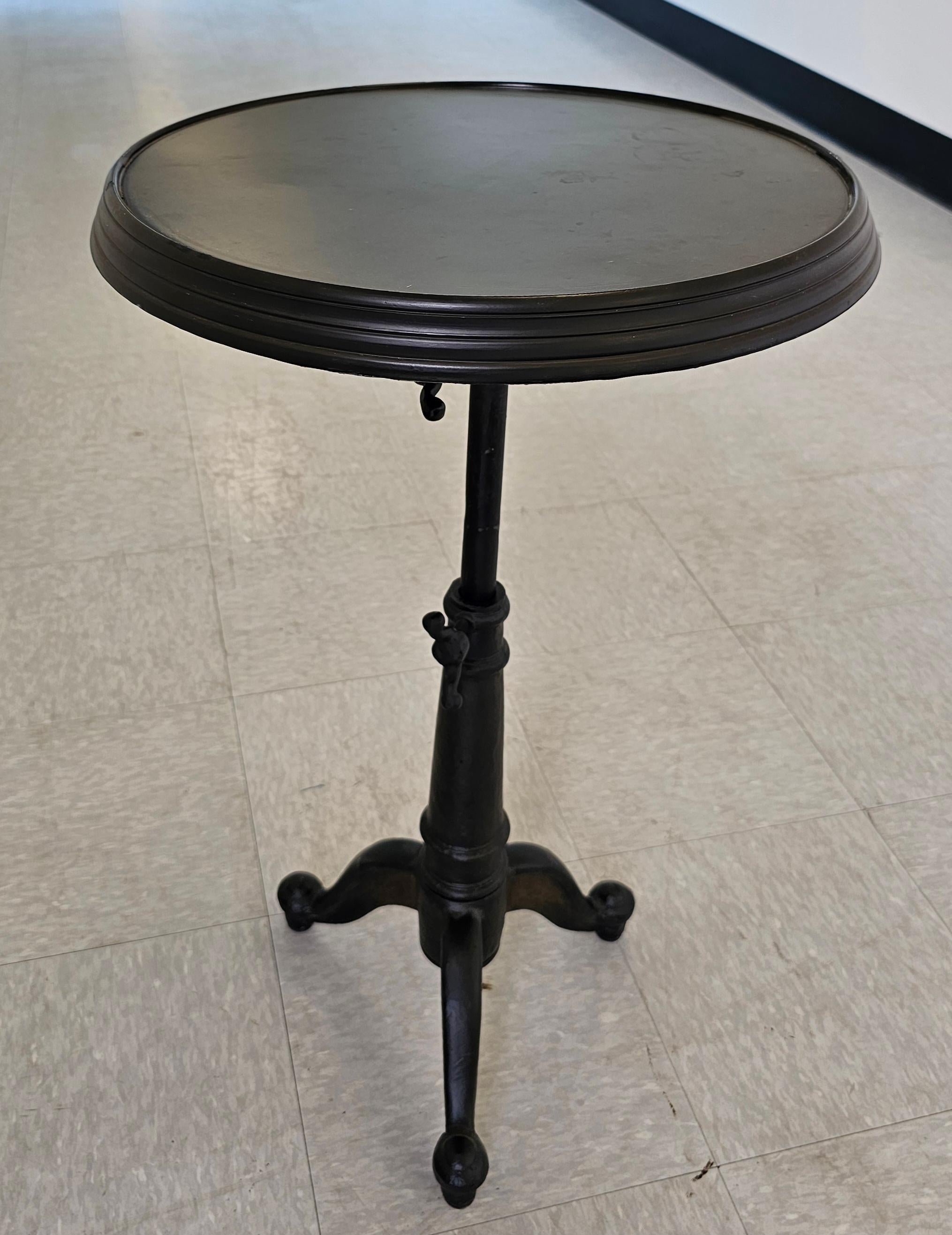 Metalwork Restoration Hardware Cast Iron Adjustable Height Tilt Top Side table Pedestal For Sale