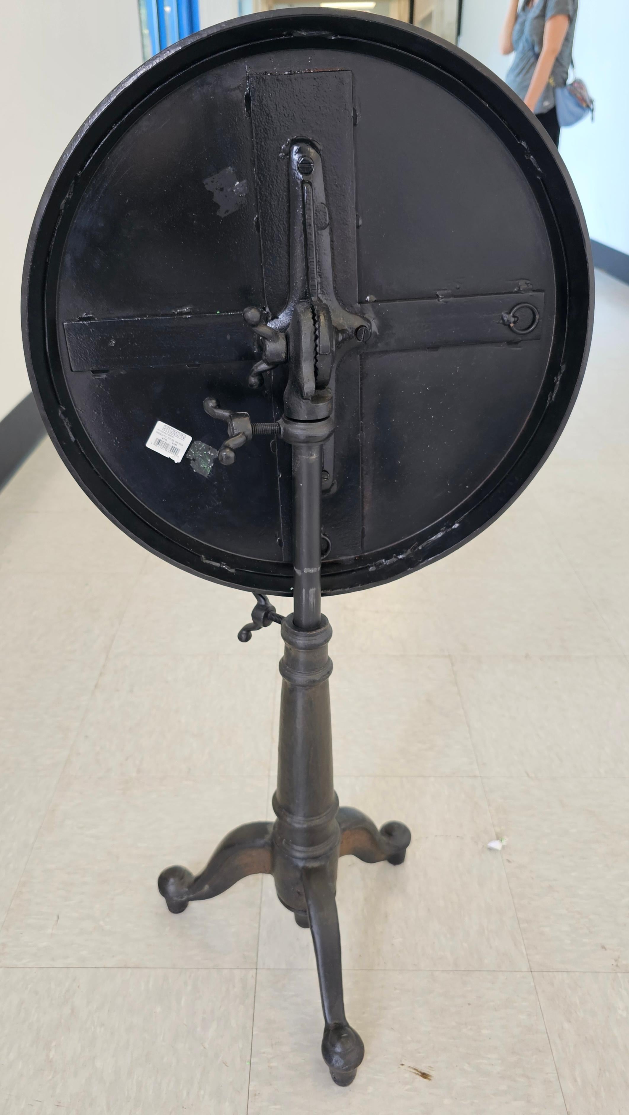 Restoration Hardware Cast Iron Adjustable Height Tilt Top Side table Pedestal For Sale 1