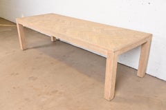 Restoration Hardware Cerused Oak Herringbone Parquetry Tavern Dining Table