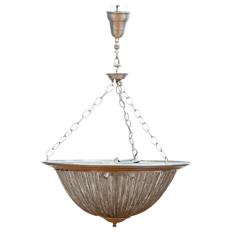 Restoration Hardware Chainmail 30" Demilune Pendant Light For Sale