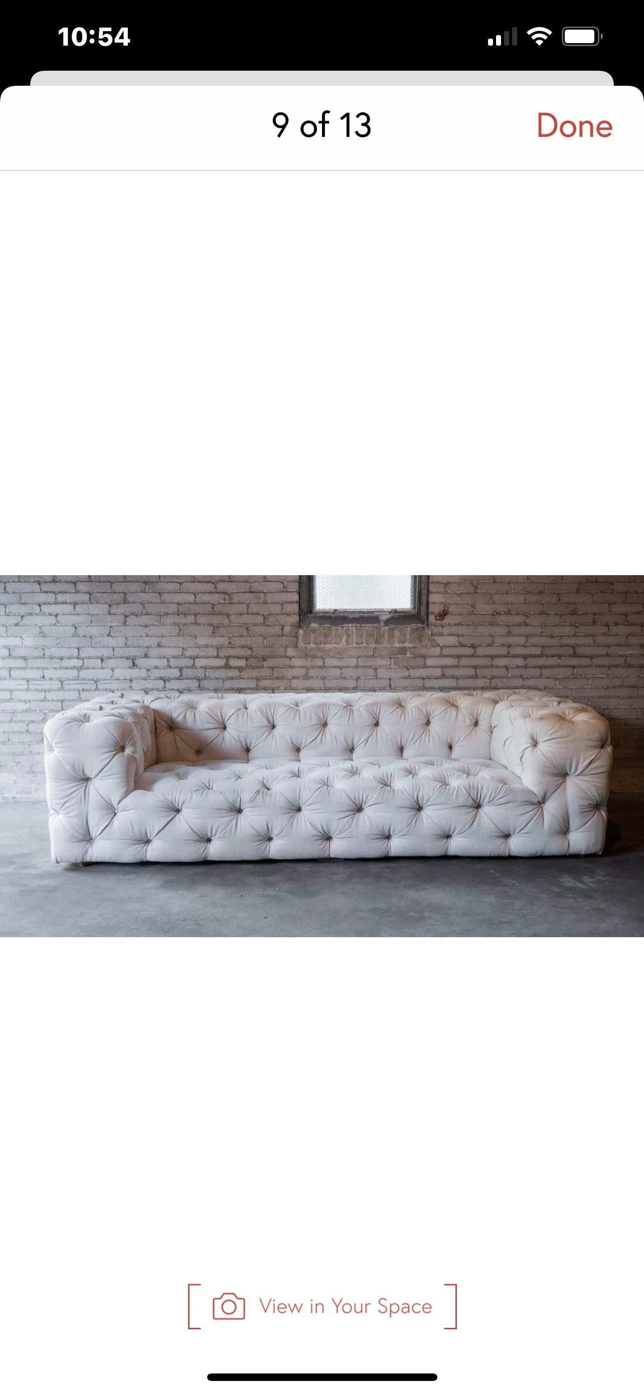 Contemporary Restoration Hardware Chesterfield Soho Upholstered Sofa Nine Feet