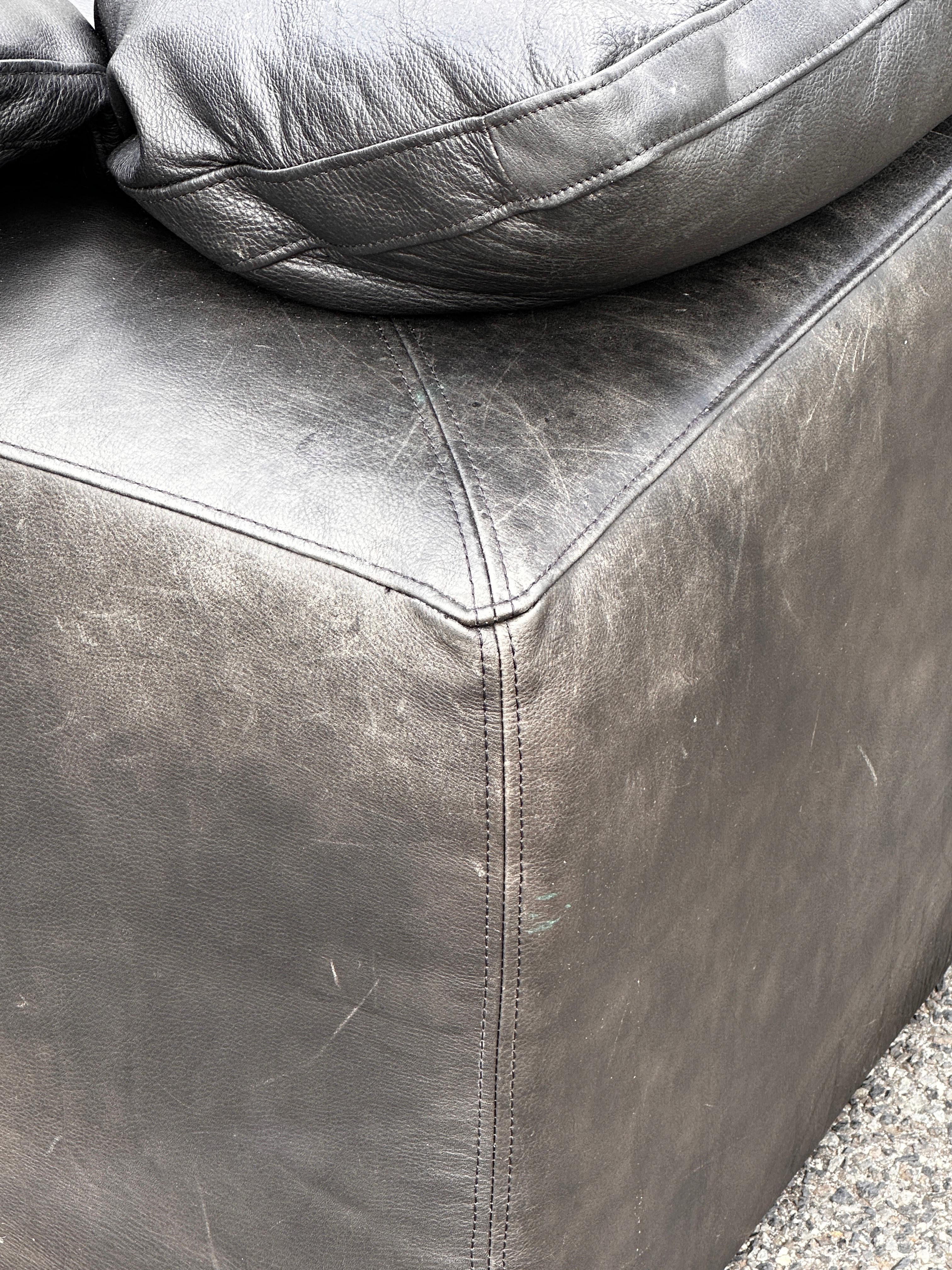 Restoration Hardware Cloud sofa in Luce width black leather For Sale 3