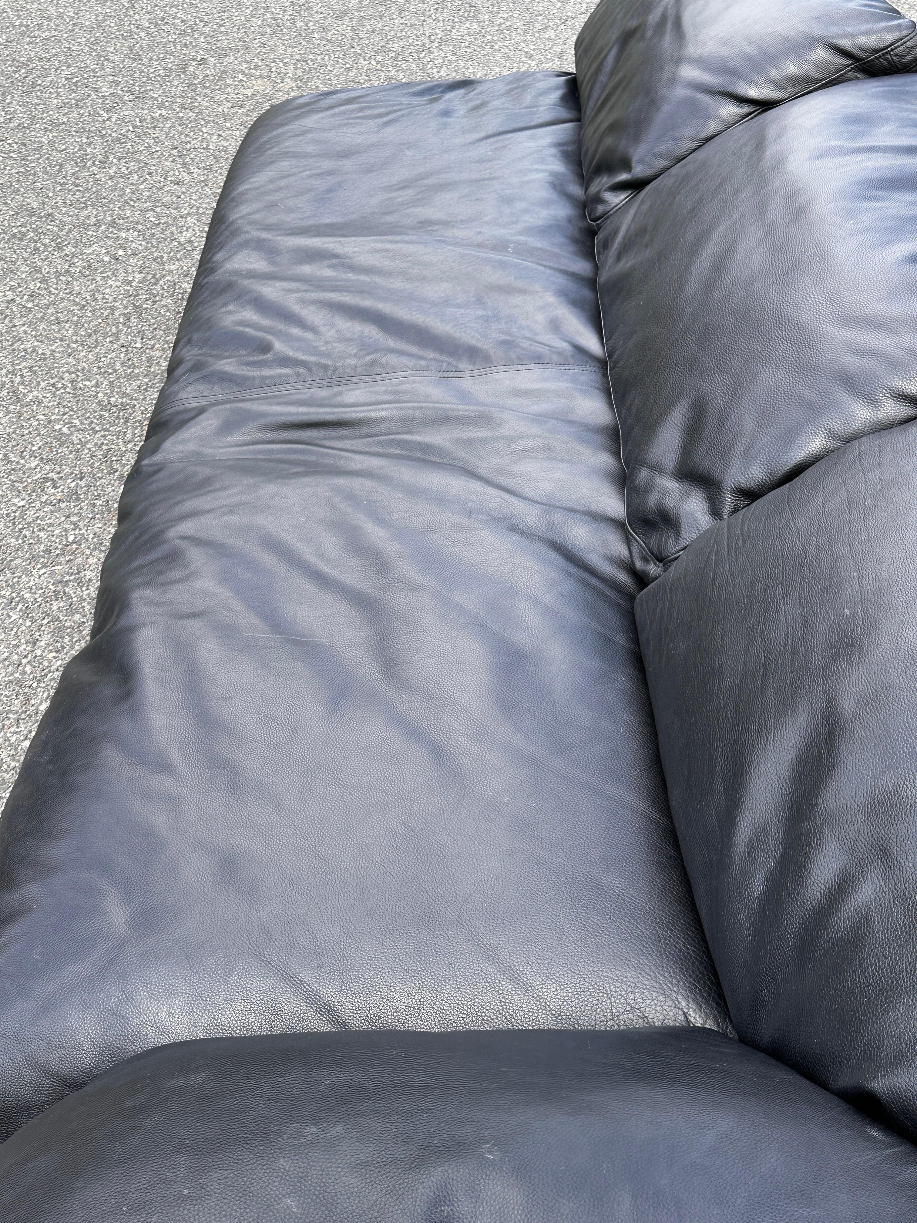 Restoration Hardware Cloud sofa in Luce width black leather For Sale 1