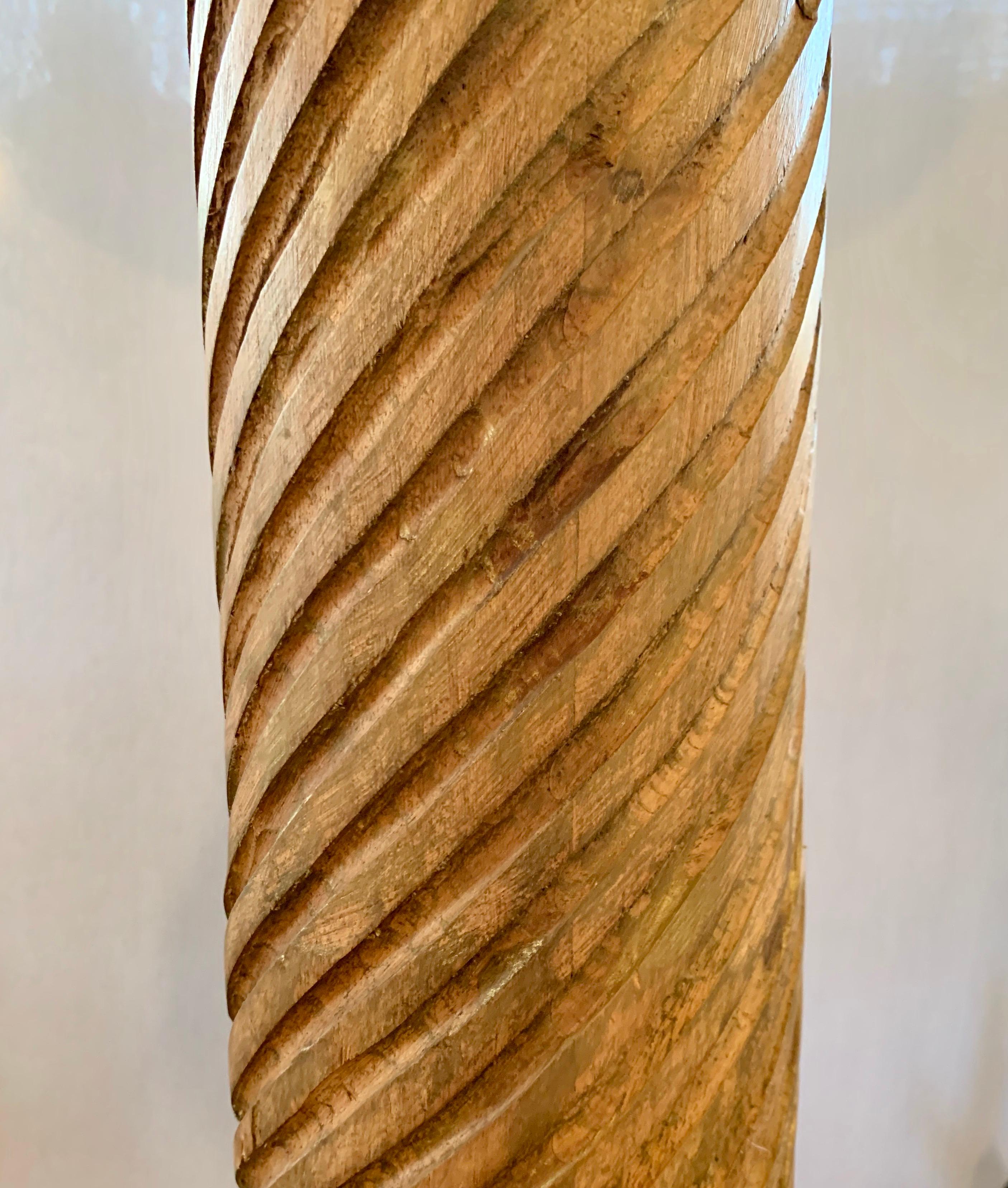 American Restoration Hardware Corinthian Hand Carved Column Floor Lamps