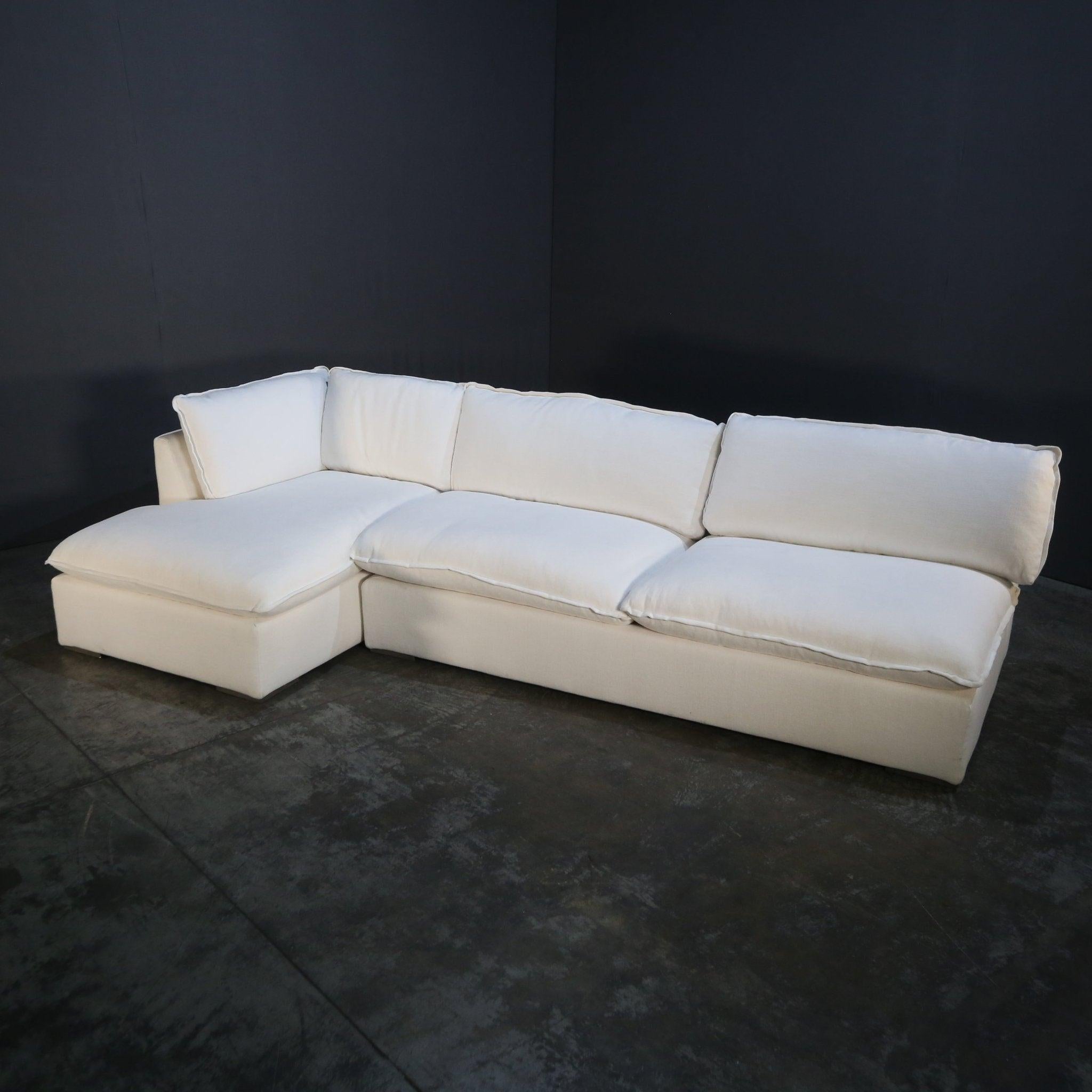 British Restoration Hardware Costera Cream Sectional Sofa For Sale