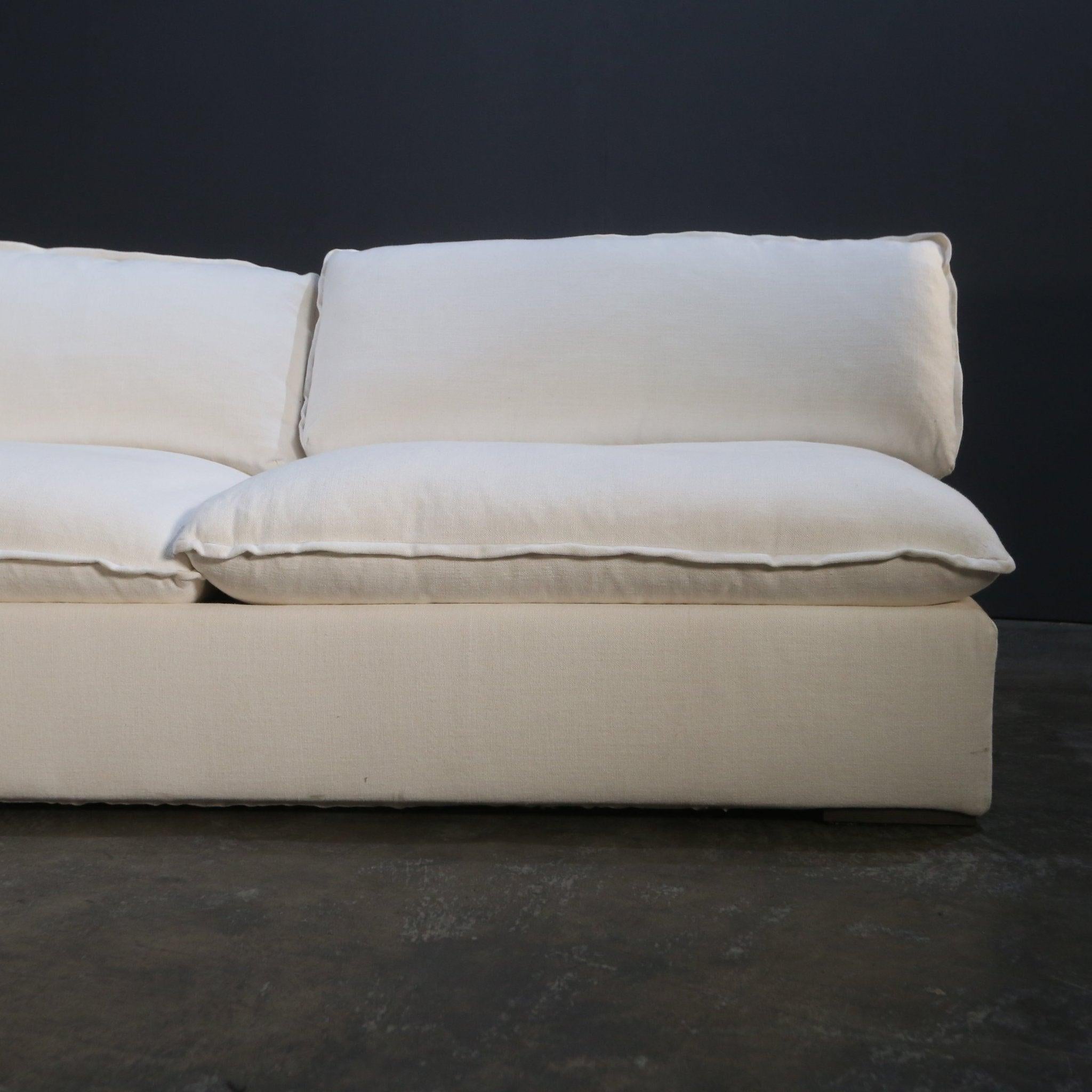Contemporary Restoration Hardware Costera Cream Sectional Sofa For Sale