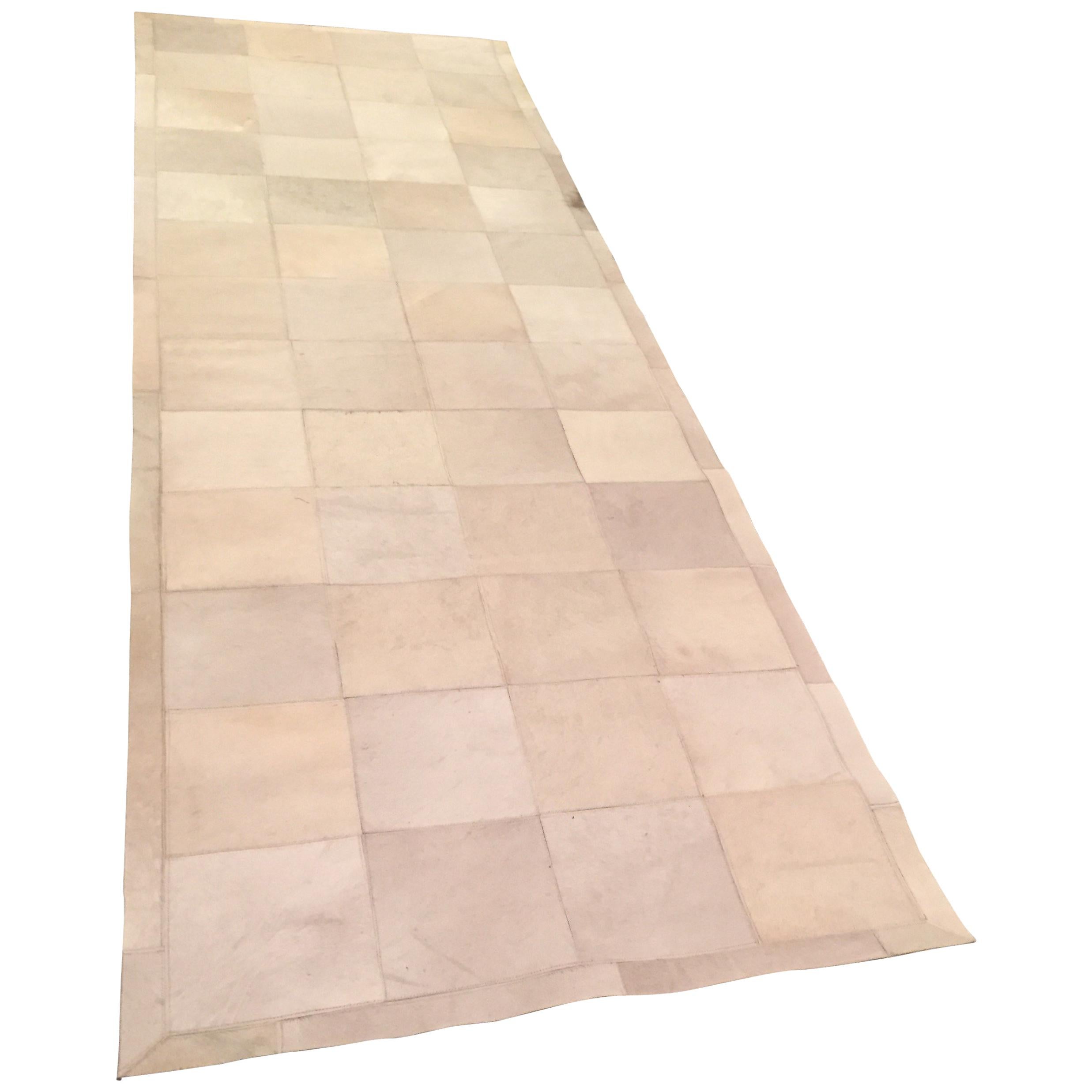 Restoration Hardware Cowhide Runner in Ivory by  Ben Soleimeni 2 x8 For Sale