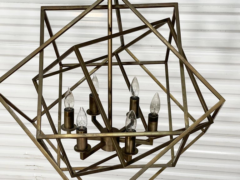 Restoration Hardware Cubist Cage Chandelier For Sale at 1stDibs